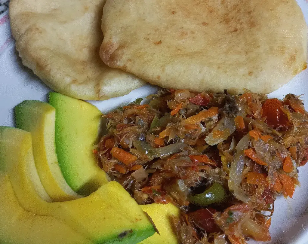 fry bake and saltfish buljol